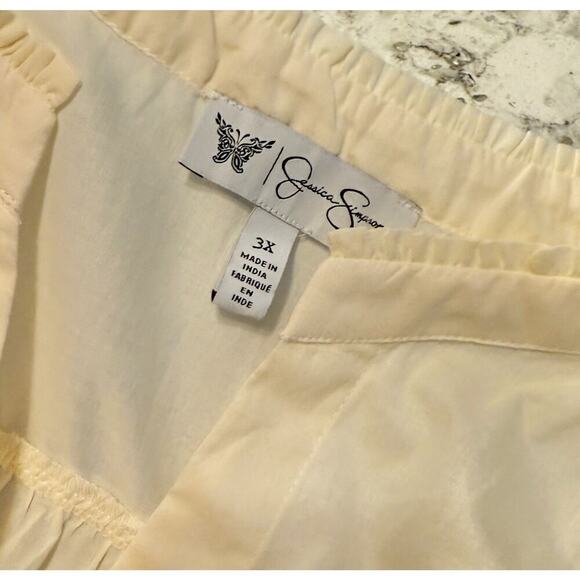 Jessica Simpson Blouse Women’s Plus Size 3X Ivory Top 100% Cotton Loose Woven - Picture 8 of 14